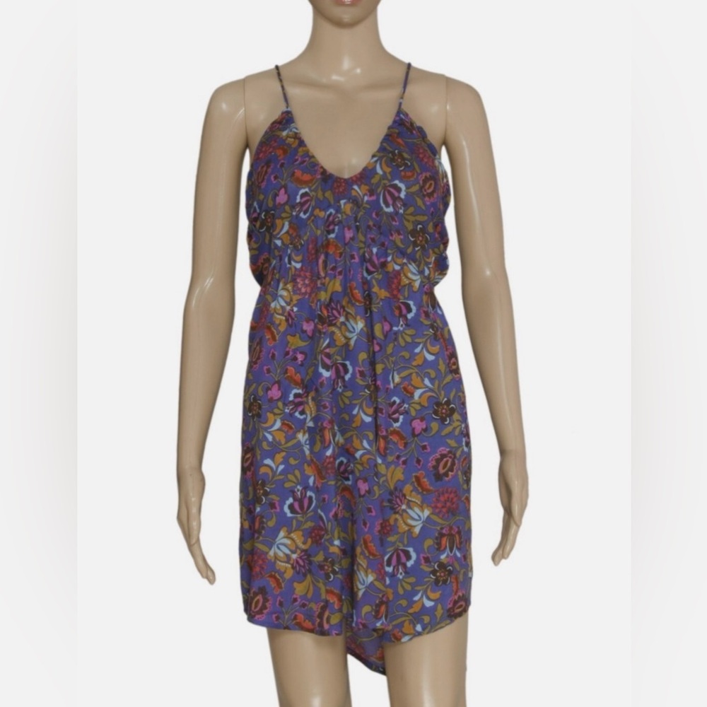 Free People Pixie Floral Print V-Neck Sleeveless Tie Open Back Tunic NWT size XL - Picture 6 of 9